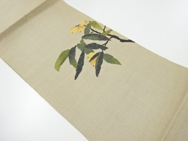 リサイクル　紗紬　枝葉に実模様織り出し名古屋帯